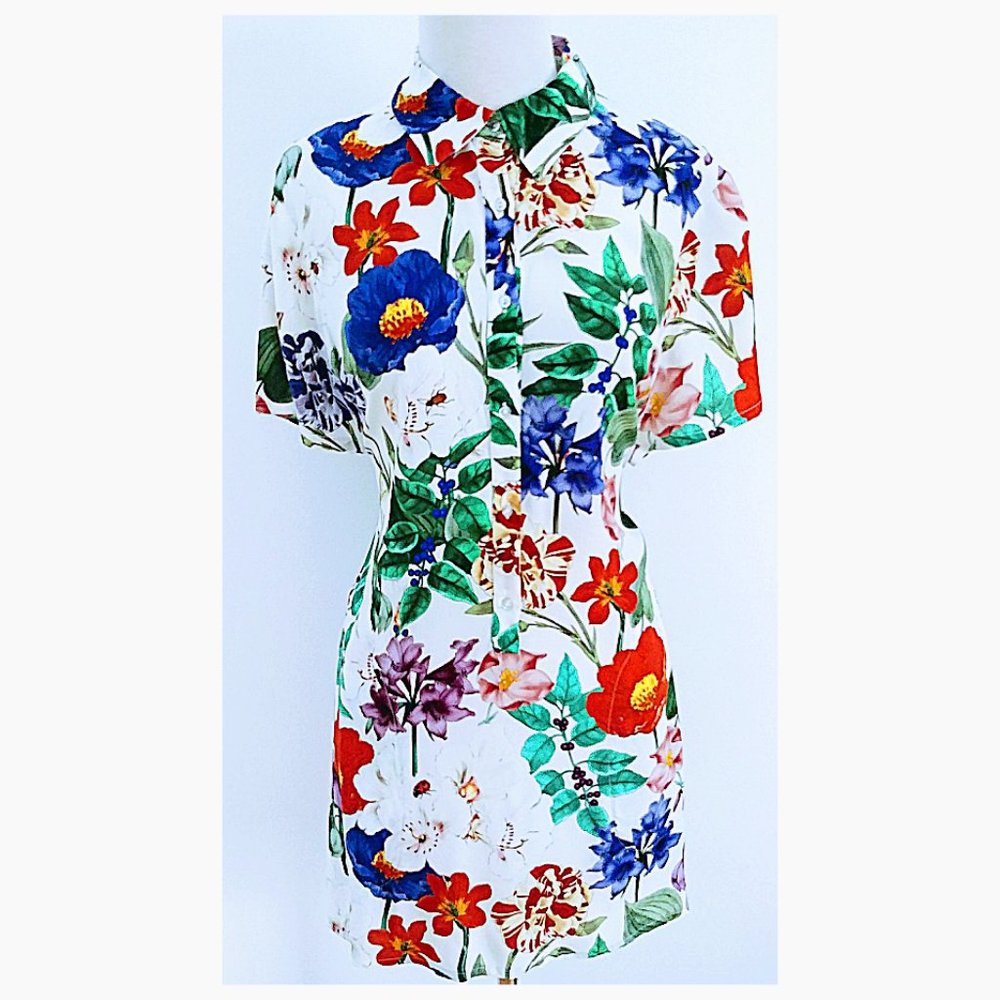 Floral shirt dress